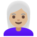 👩🏼‍🦳 woman: medium-light skin tone, white hair display on Google